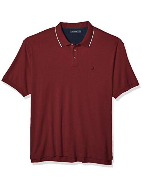 Nautica Men's Big and Tall Classic Fit Short Sleeve Solid Tipped Collar Soft Polo Shirt