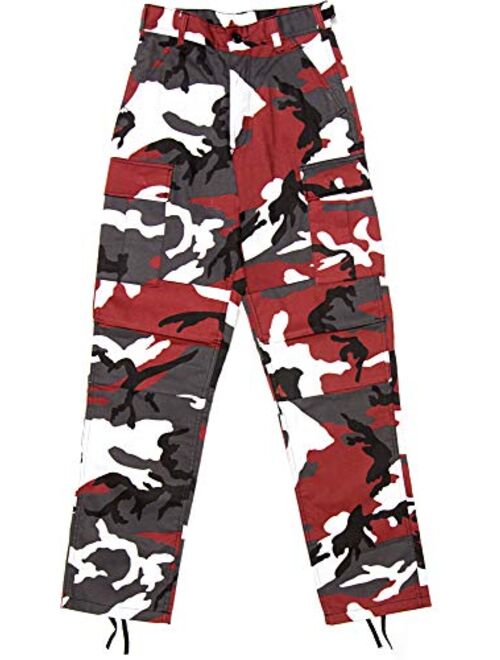 Red Camouflage Military BDU Pants Cargo Fatigues Fashion Trouser Camo Bottoms