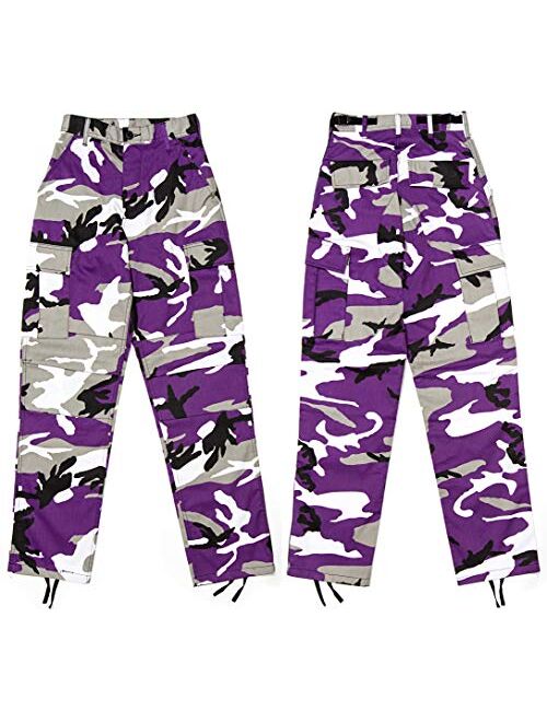 Purple Camouflage Military BDU Pants Cargo Fatigues Fashion Trouser Camo Bottoms