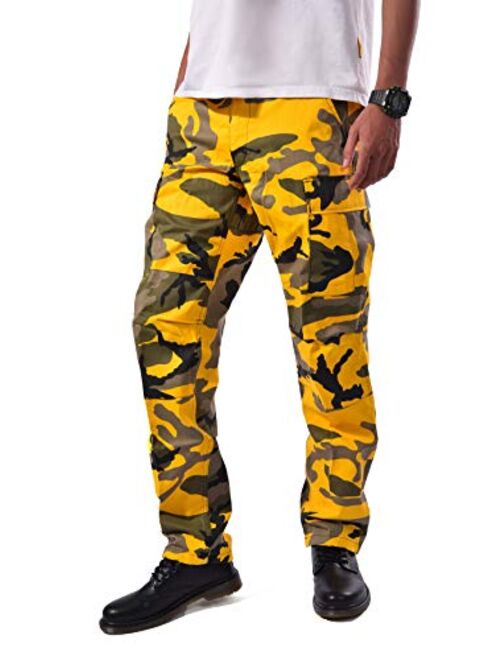 BACKBONE Mens Fashion Bright Camouflage Cargo Pants Military Combat Style BDU Pants