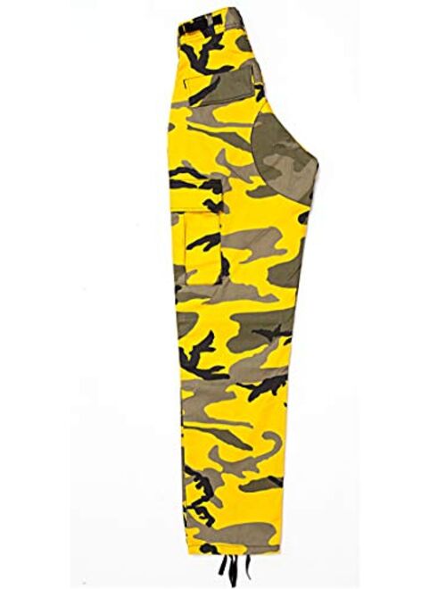 Yellow Camouflage Military BDU Pants Cargo Fatigues Fashion Trouser Camo Bottoms