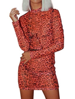 just quella Women's Mesh Lingerie for Women Fishnet Babydoll Mini Dress Long Sleeve Chemise Dress (XXS-3XL)
