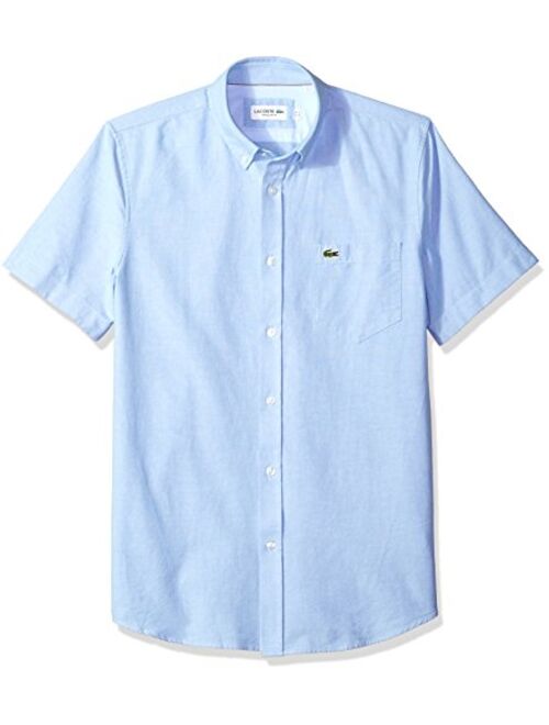Lacoste Mens Short Sleeve Oxford Button Down Collar Regular Fit Woven Button Down Shirt