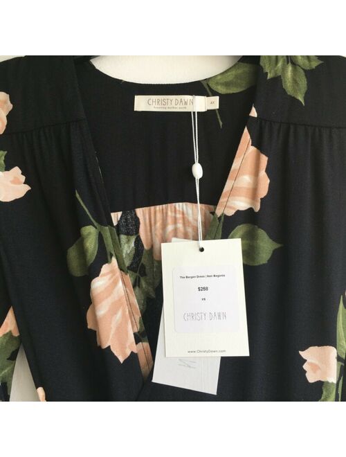 $258 CHRISTY DAWN Bergen Dress Black Floral Maxi Wrap Sz XS NWT