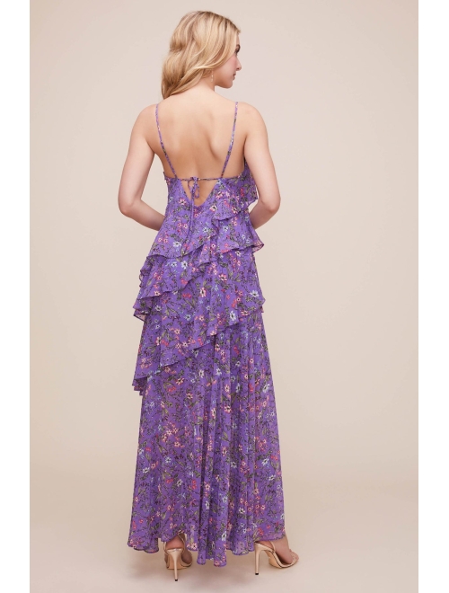 ASTR the label Women's Sleeveless V-Neck Tiered Ruffle Maxi Dress