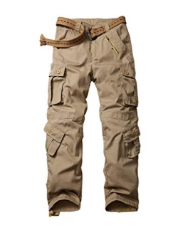 TRGPSG Men's Lightweight Hiking Pants Outdoor Ripstop Wild Cargo Pants Multi-Pocket Military Army Camo Casual Work Trousers