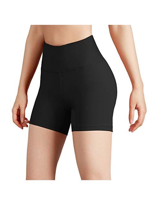 ODODOS Womens Yoga Short Tummy Control Workout Running Athletic Non See-Through Yoga Shorts with Hidden Pocket