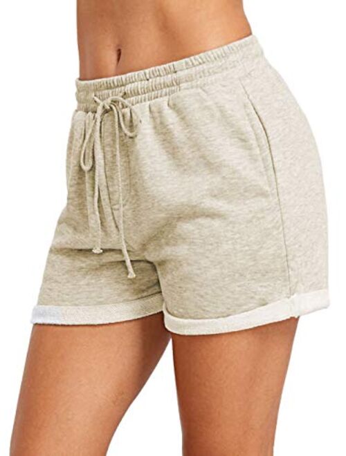 Women Plus Size Shorts Drawstring Elastic Waisted Lace Trim Lounge Shorts Comfy Pajama Bottom Yoga Shorts S-5XL KaloryWee