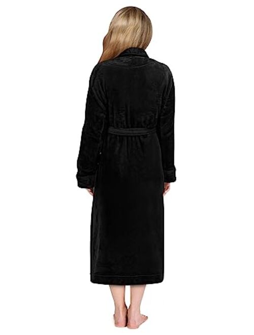 NY Threads Womens Fleece Bathrobe - Shawl Collar Soft Plush Robe Spa Robe