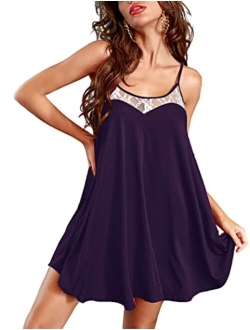 Nightgown Sexy Lingerie for Women Nightwear Lace Chemise Sleeveless Camisole Slip Dress Babydoll Sleepwear