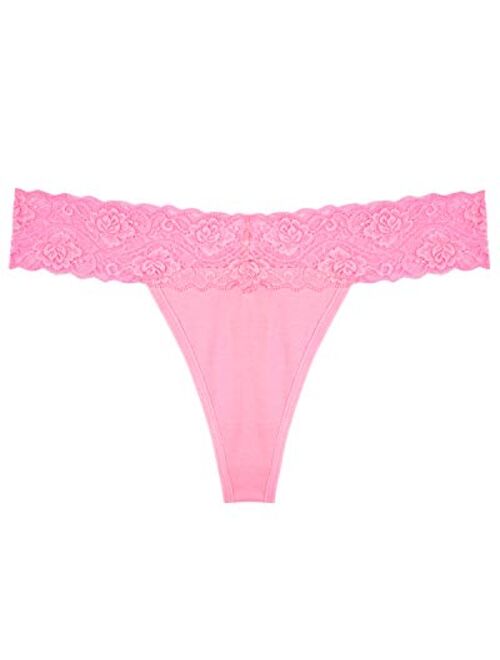 Women's Thin Lace Hollowed Out T Back Low Waist Ice Silk Sexy Cheeky Thong See Through Panties