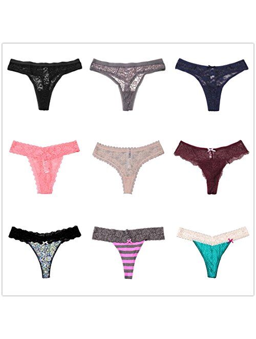 UWOCEKA Sexy Thongs for Women,Varity of T-Backs Sexy Underwear 20 Pack of G Strings Lacy Undies Panties Tanga