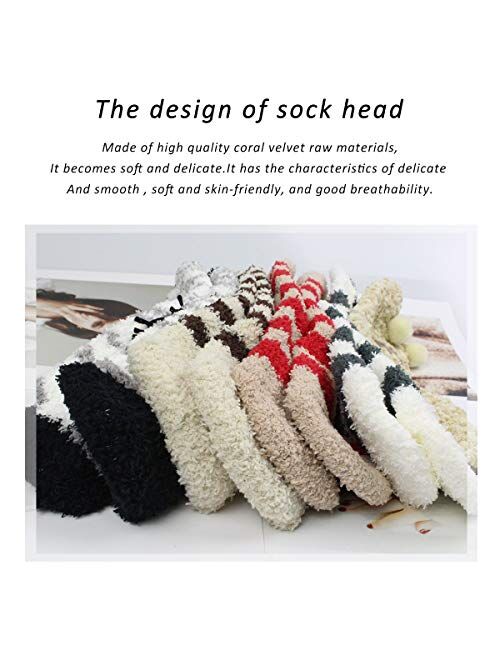 Womens Fuzzy Socks - Plush Slipper Socks Winter Warm Fuzzy Crew Socks Fluffy Cozy Christmas 3D Animal Socks