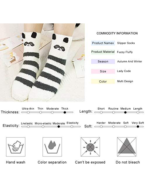 Womens Fuzzy Socks - Plush Slipper Socks Winter Warm Fuzzy Crew Socks Fluffy Cozy Christmas 3D Animal Socks
