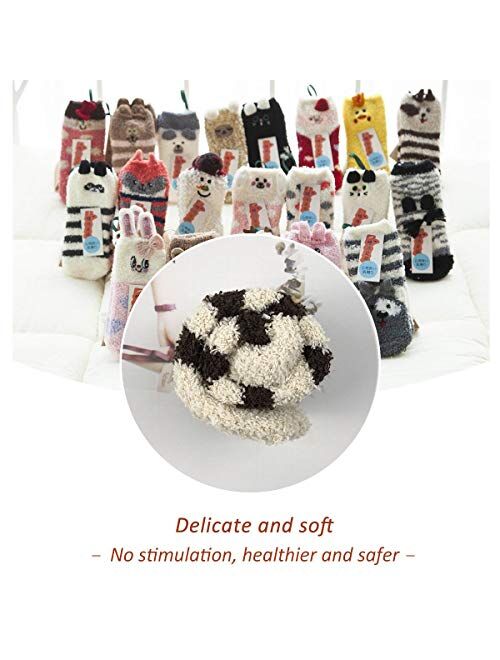 Womens Fuzzy Socks - Plush Slipper Socks Winter Warm Fuzzy Crew Socks Fluffy Cozy Christmas 3D Animal Socks