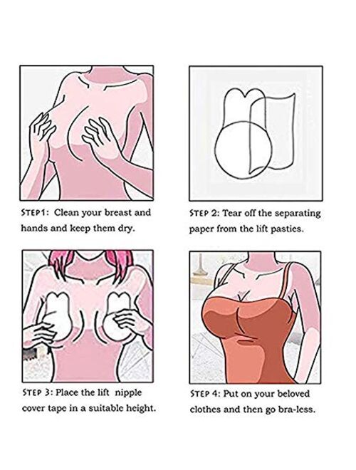 Adhesive Bra, Invisible Bra,Breast Lift Tape Reusable Breast Pasties Nippleless Covers Rabbit Ear