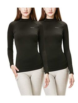 DEVOPS Women's 2 Pack Thermal Turtle Long Sleeve Shirts Compression Baselayer Tops