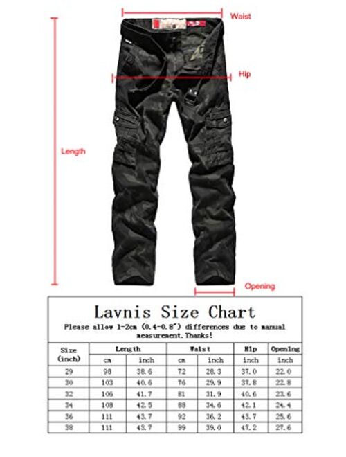 Lavnis Men's Casual Cargo Pants Military Army Camo Combat Camouflage Work Pants
