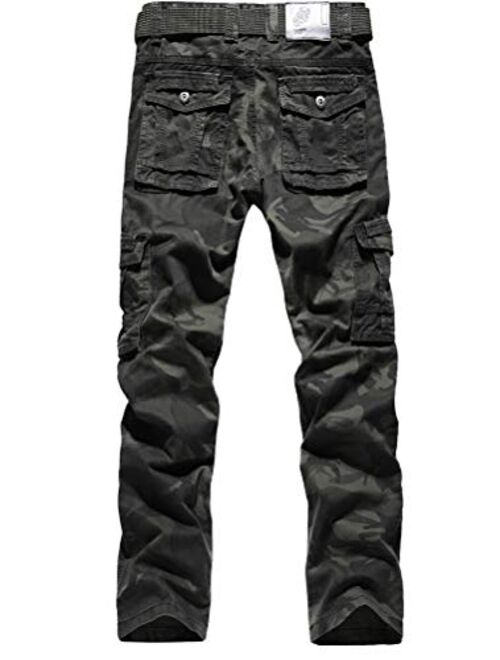 Lavnis Men's Casual Cargo Pants Military Army Camo Combat Camouflage Work Pants