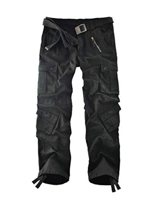 Leward Men's Wild Cotton Casual Military Army Cargo Camo Combat Work Cargo Hiking Pants with 8 Pocket