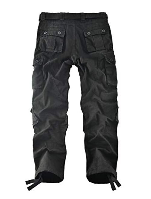 Leward Men's Wild Cotton Casual Military Army Cargo Camo Combat Work Cargo Hiking Pants with 8 Pocket