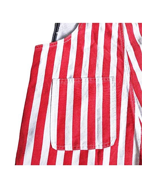 CHUANGJIE Unisex Patriotic American Flag Print Denim Bib Overall Shorts Jeans-Mens & Womens One Piece Jumpsuit