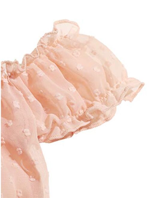 SheIn Women's Self Tie Ruffle Trim Dobby Mesh Lingerie Set Sexy Bra and Panty