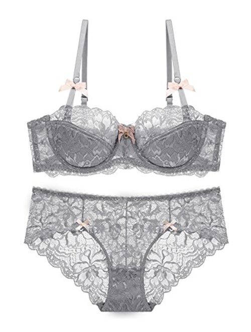 Women Push Up Lace Bra and Panty Set Underwire Lightly Lined Sexy Lingerie Set