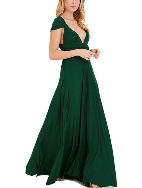 Women Evening Cocktail Long Maxi Formal Dress Ladies Wedding Bridesmaid Convertible Multi Way Wrap Party Prom Ball Gowns