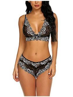 Lingerie for Women Sexy Bra and Panty Set 2 Piece Outfits Lace Babydoll Bodysuit