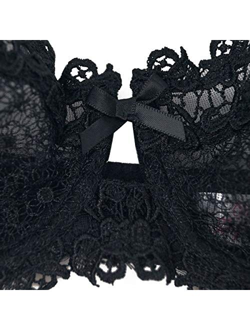 Women Sheer Lace Bra and Panty Set Underwire Push Up Soft Lingerie Set