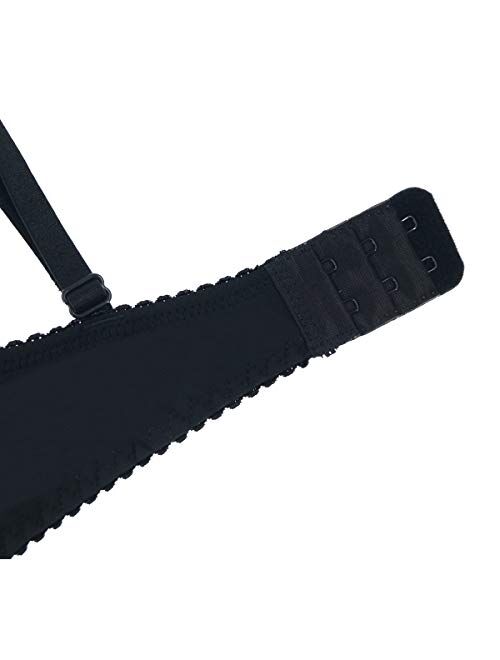 Women Sheer Lace Bra and Panty Set Underwire Push Up Soft Lingerie Set