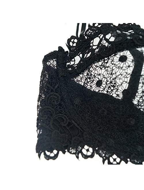 Women Sheer Lace Bra and Panty Set Underwire Push Up Soft Lingerie Set