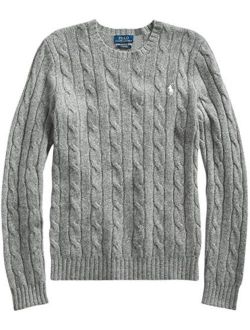 RALPH LAUREN Women's Crewneck Cable Knit Pony Logo Sweater