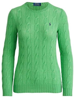 RALPH LAUREN Women's Crewneck Cable Knit Pony Logo Sweater