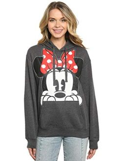 Women Hoodie Minnie Mouse Peeking Pullover Sweatshirt