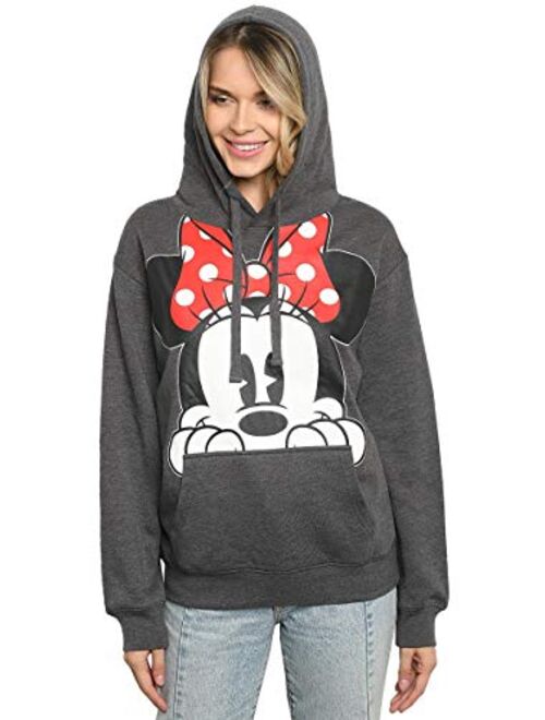 Disney Women Hoodie Minnie Mouse Peeking Pullover Sweatshirt