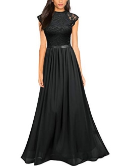 Women's Formal Sleeveless Floral Lace Bridesmaid Party Maxi Dress