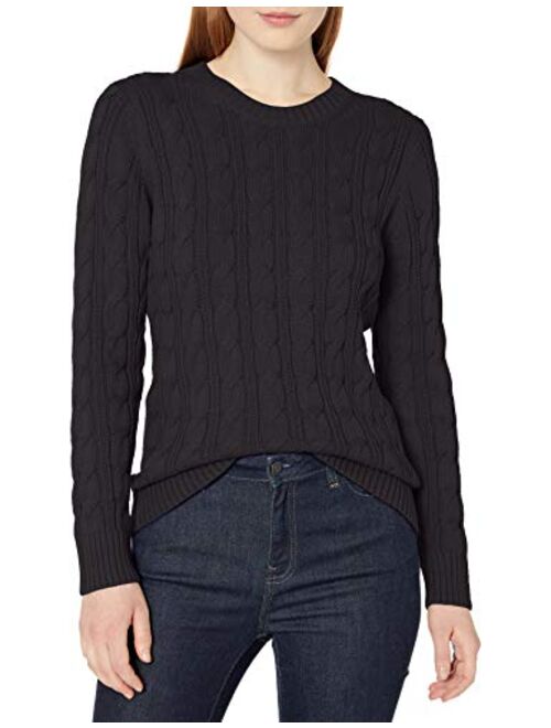 Amazon Essentials Women's Long-Sleeve 100% Cotton Cable Crewneck Sweater