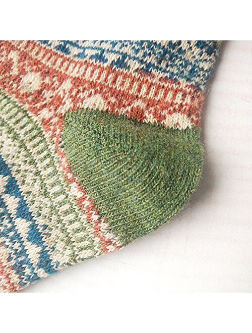 5 Pack Womens Warm Wool Socks Thick Knit Winter Cabin Cozy Crew Socks Gifts