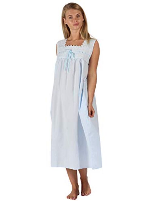 The 1 for U Nightgown 100% Cotton Womens Sleeveless Nightie + Pockets LAU/SL