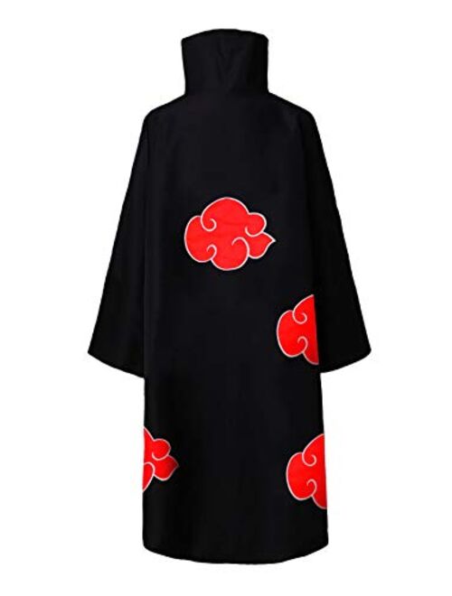 KuKiee Unisex Long Ninja Robe Akatsuki Cloak Halloween Cosplay Costume Uniform