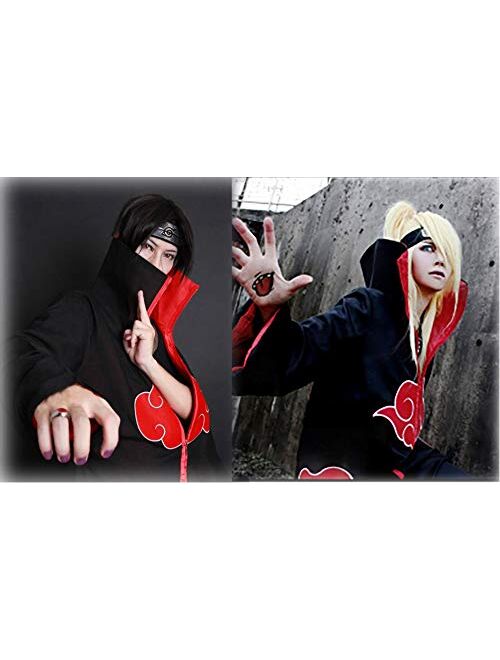 KuKiee Unisex Long Ninja Robe Akatsuki Cloak Halloween Cosplay Costume Uniform