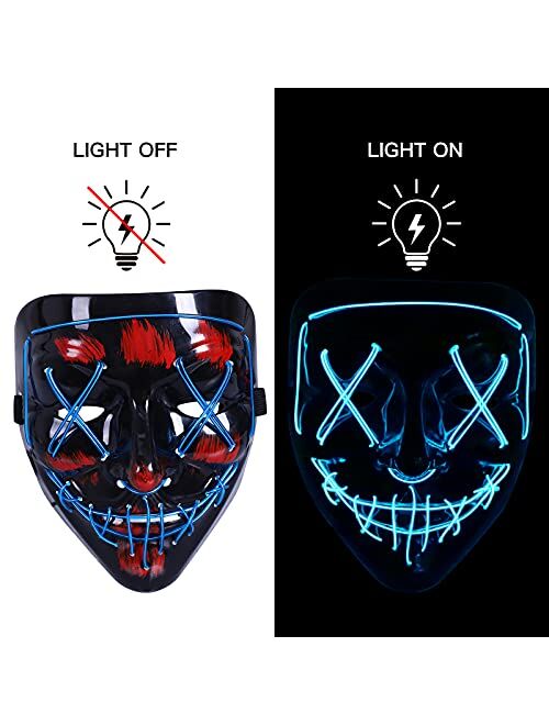 Halloween Mask LED Light Up Mask Halloween Scary Cosplay Mask for Festival Parties Costume
