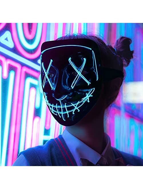 Halloween Mask LED Light Up Mask Halloween Scary Cosplay Mask for Festival Parties Costume