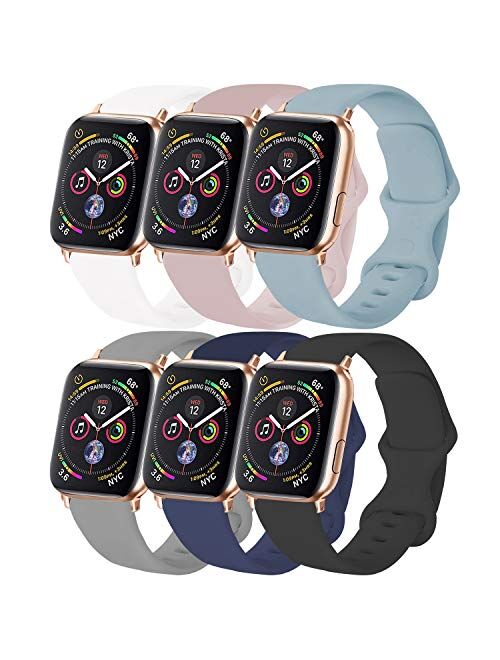 VATI 6-Pack Sport Bands Compatible with Watch Band 40MM 44MM 38MM 42MM, Soft Silicone Watchbands Replacement Strap Compatible for Watch SE Series 6/5/4/3/2/1 All Versions