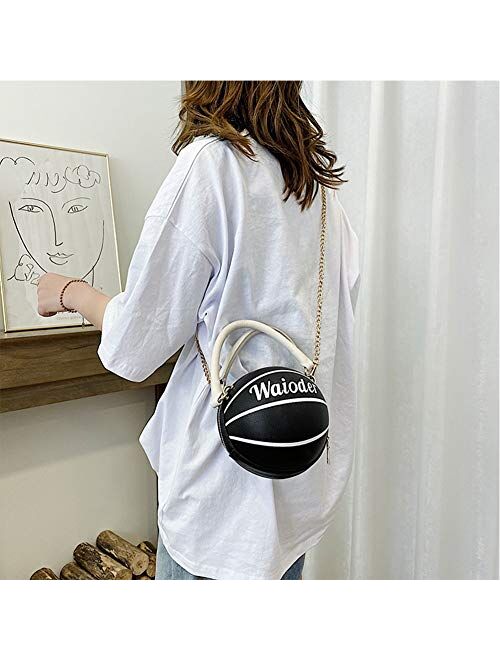 Waioder Basketball Shaped Purse for Women Girls Tote Shoulder Handbag Crossbody Bag