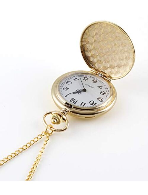 I-MART Smooth Vintage Pocket Watch with Chain
