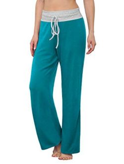 LONGYUAN Women's Comfy Pajama Pants Casual Yoga Pants Drawstring Palazzo Lounge Pants Wide Leg for All Seasons