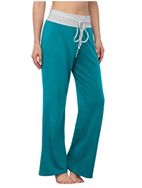 LONGYUAN Women's Comfy Pajama Pants Casual Yoga Pants Drawstring Palazzo Lounge Pants Wide Leg for All Seasons